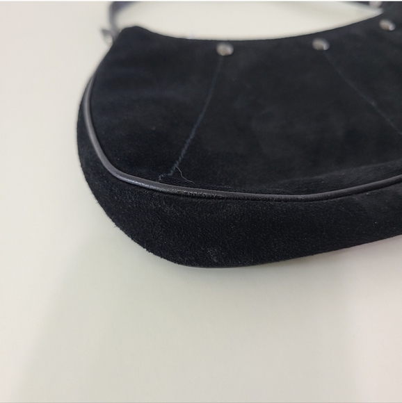 YSL Yves Saint Laurent Suede Patent Leather Demi Pouchette Pochette Baguette Bag - Picture 8 of 16